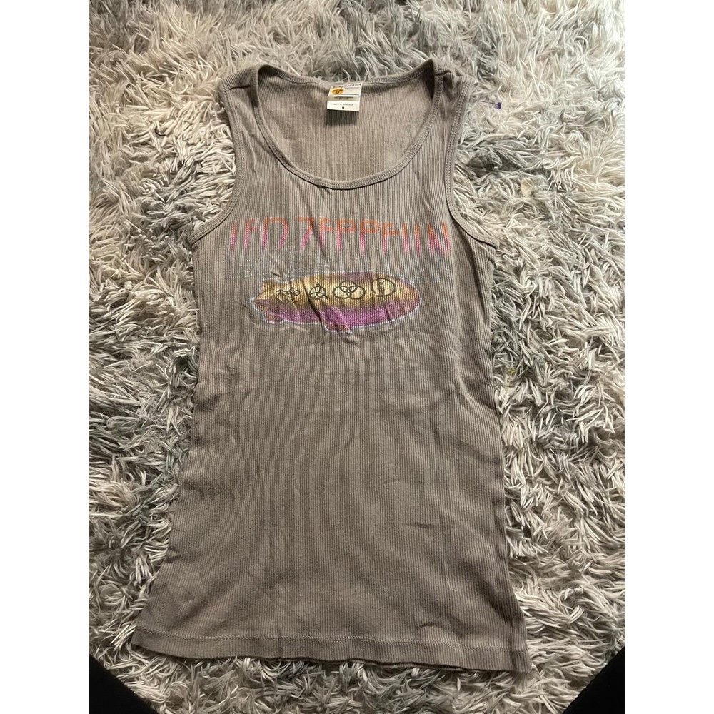 Bay Island Tank Top Womens Size M Gray Vintage Y2K Ribbed Led Zeppelin 2000s